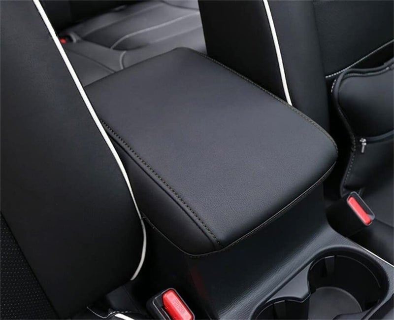 Auprite Center Console Cover for Mazda CX5 2018-2025, Auto Center Console Cover Pad Leather Car Armrest Seat Box Cover Protector for Mazda CX5 Accessories (Black with Black Stitches) - Image 1
